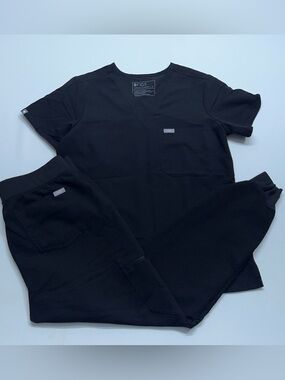 FIGS Scrub Set Womens Size Small Catarina Top Size Medium Zamora Bottoms Black